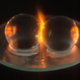 Hydrogel balls sparking due to microwave radiation.